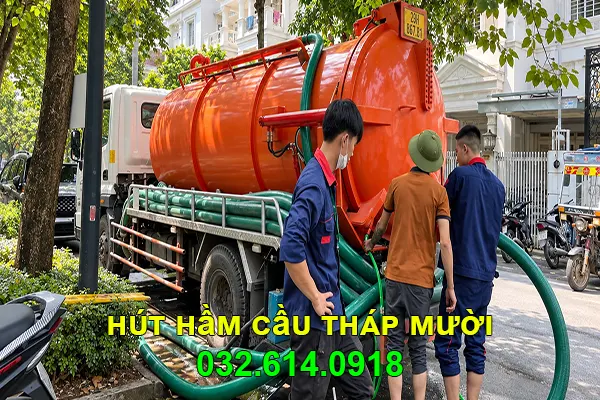 thi công hút hầm cầu Tháp Mười